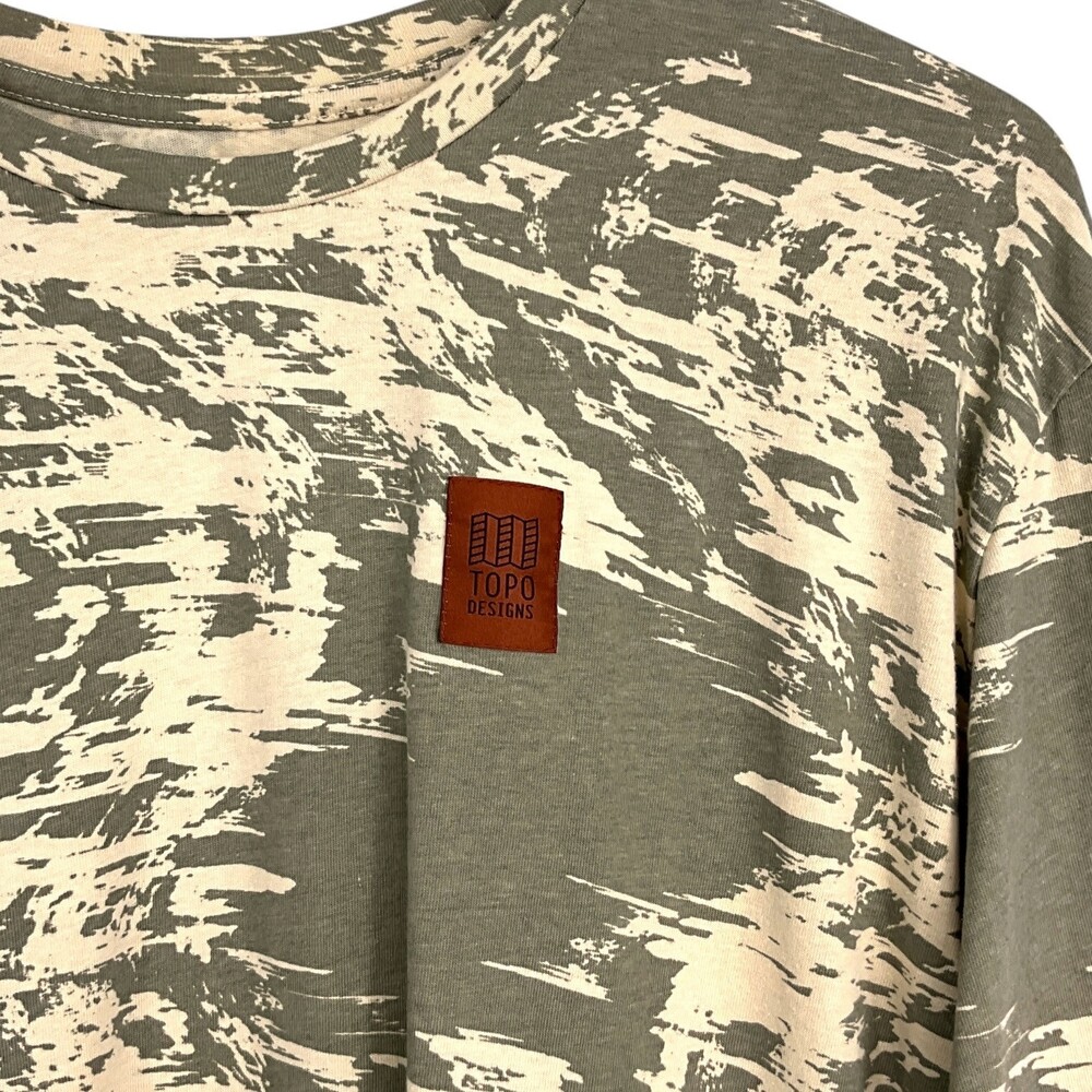 Topo Designs Long Sleeve Tee Shirt Green Splintered Print Camo Mens 2XL Crewneck - Picture 3 of 9